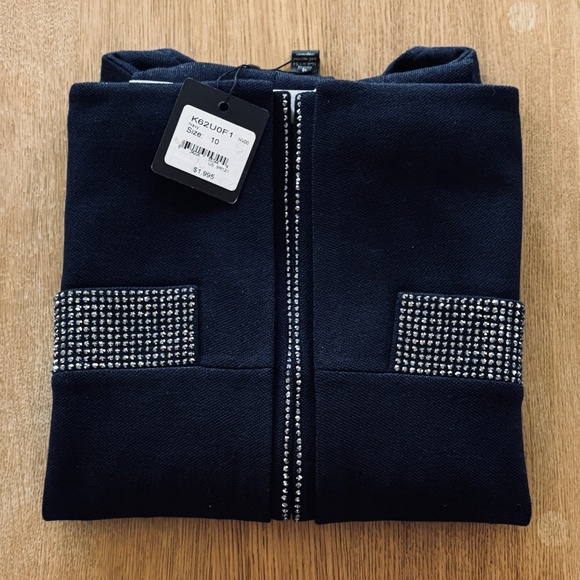 St. John  Mod Crystal Trim Knit Evening Jacket L/US10 - Picture 3 of 5